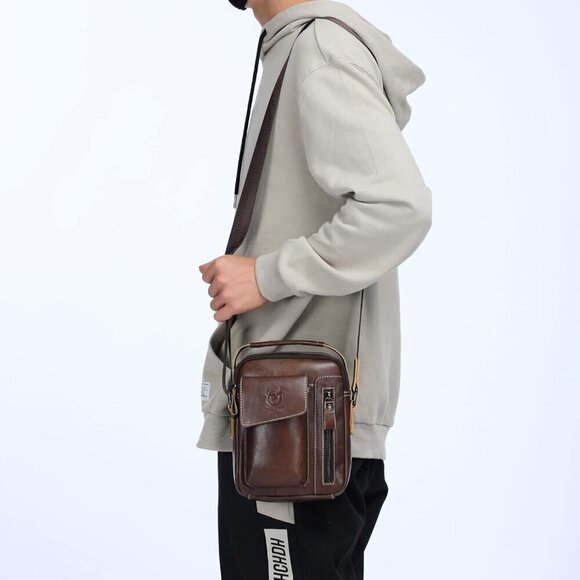 Amazon.com: LUKZIJAES Small Genuine Leather Shoulder Bag Men  💫 Lukzijaes Leather Genuine Men Red Small Lightweight Sling Messenger Bags